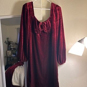 Plus size front knot ruched bust velvet bodycon dress